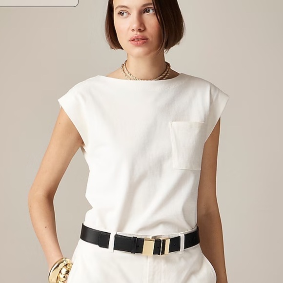 J. Crew Tops - J crew ivory New mariner jersey boatneck muscle T-shirt
